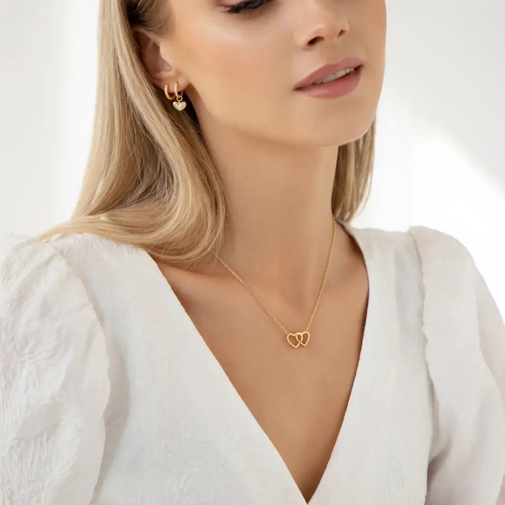 gold heart necklace for woman
